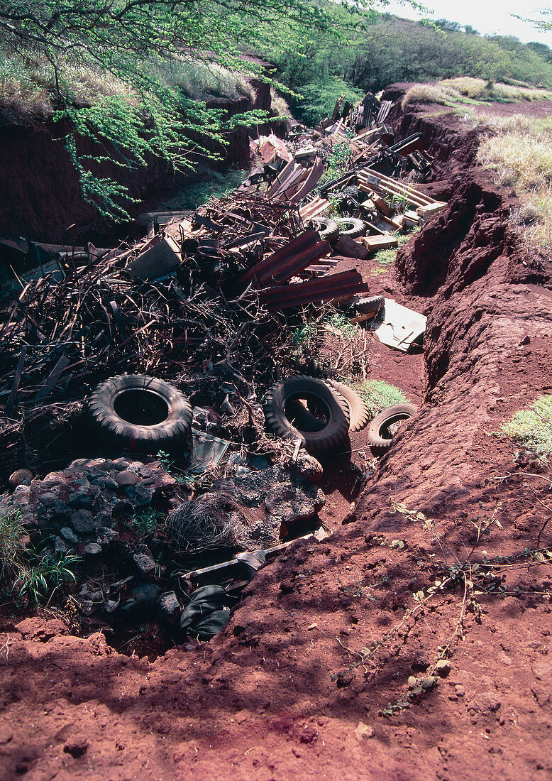 Ravine filled with rubbish