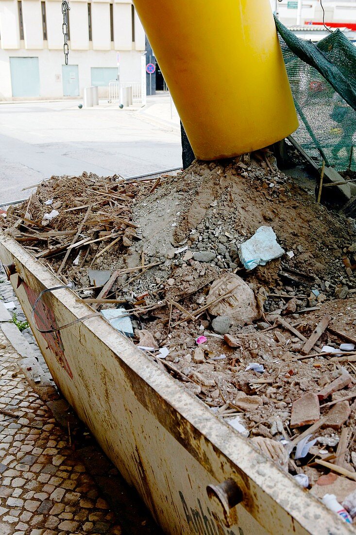 Skip containing building rubble