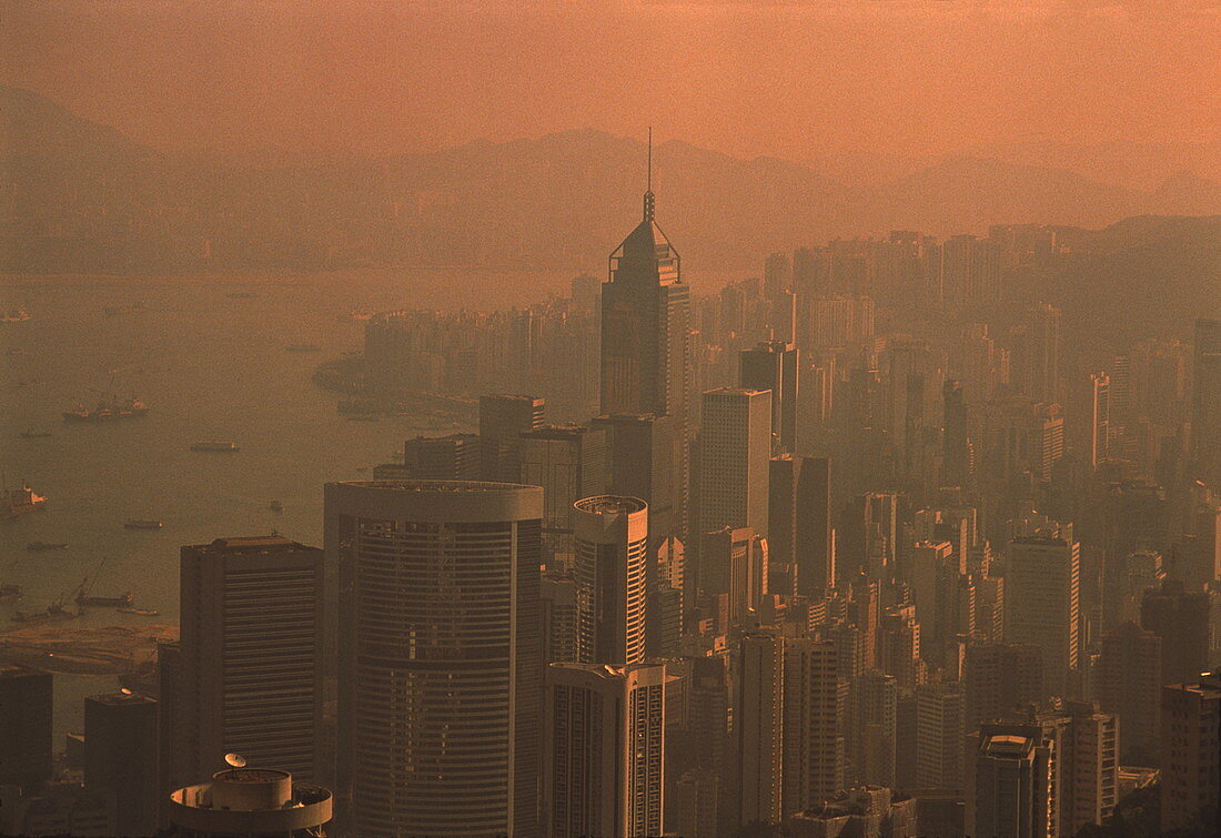 Smog over Hong Kong,China