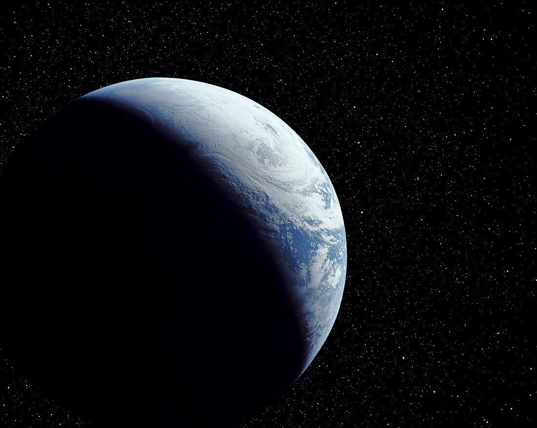 Computer-enhanced Apollo 4 view of crescent Earth