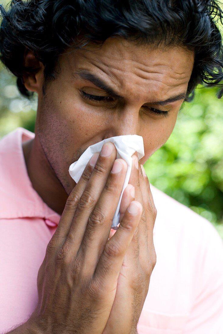 Man sneezing