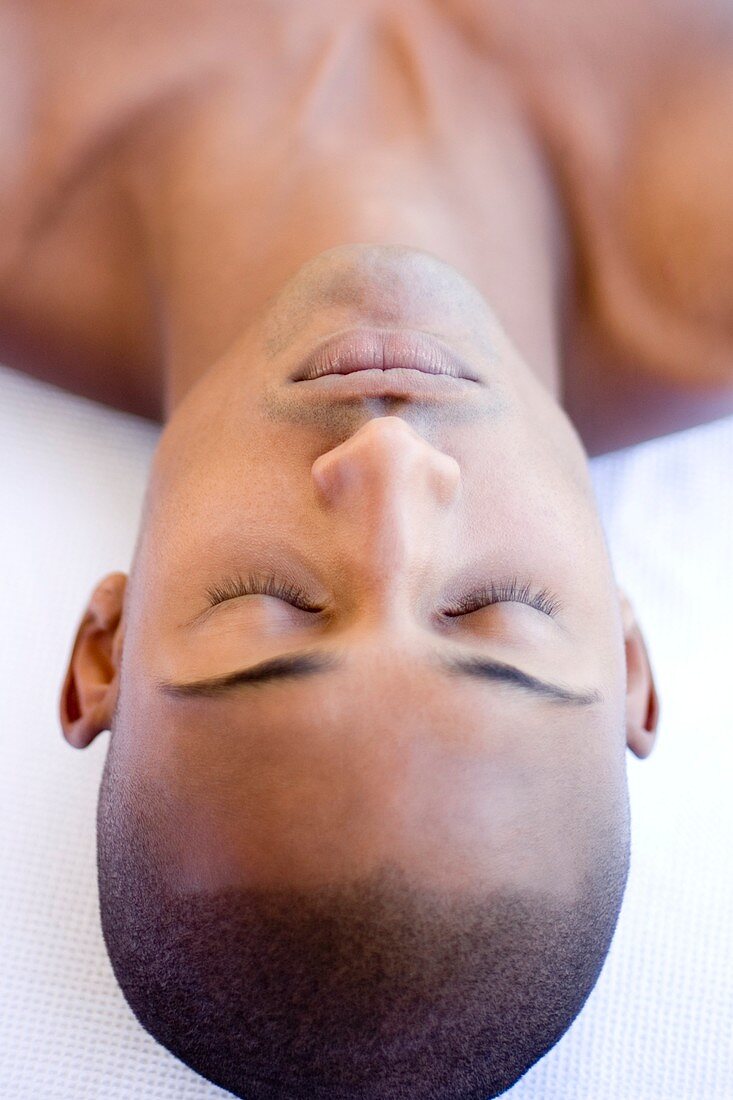 Man relaxing at a spa