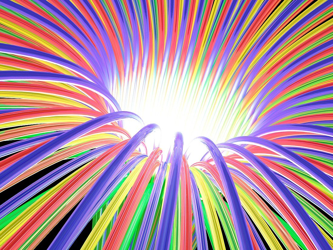 Multicoloured light ray funnel,artwork