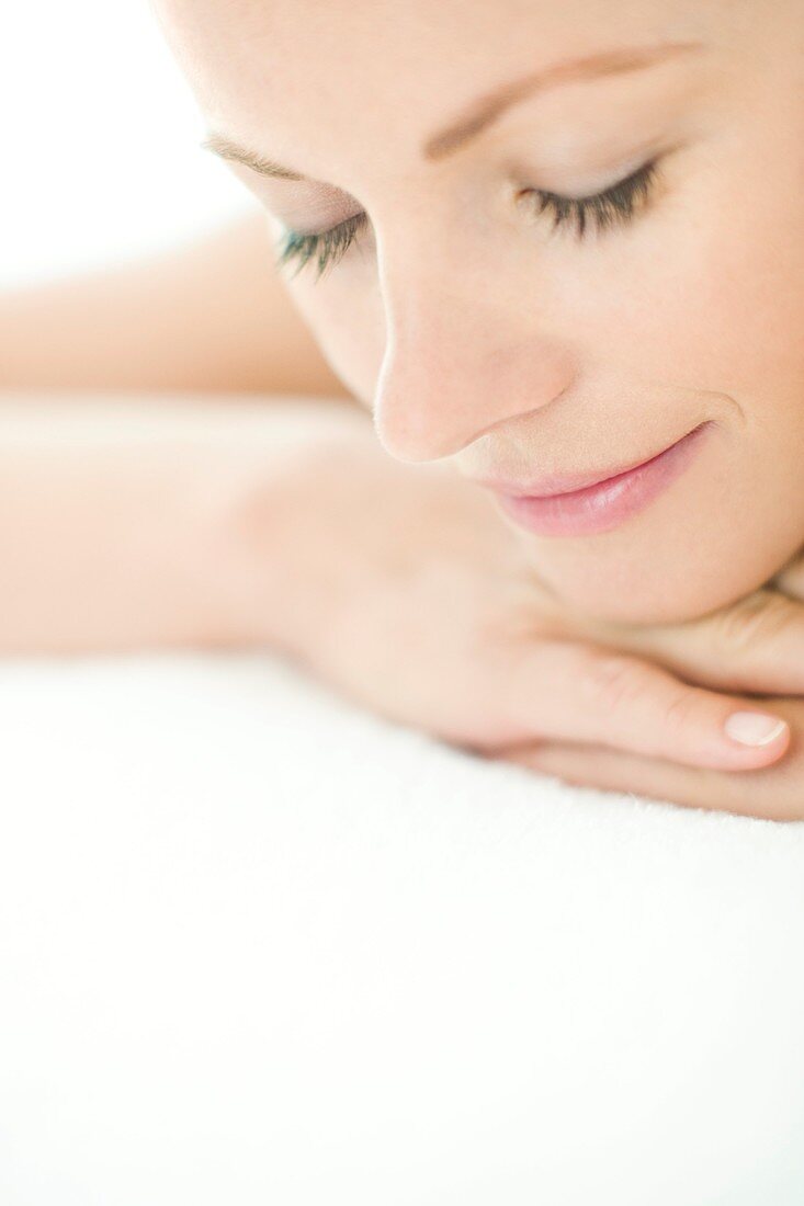 Woman relaxing at a spa