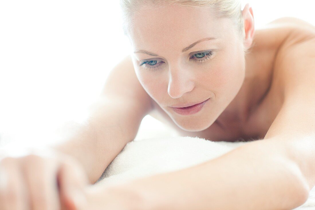 Woman relaxing at a spa