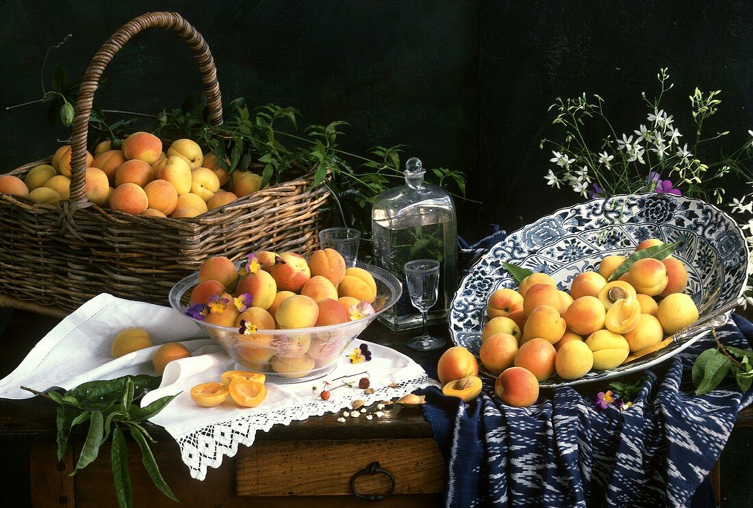 Still life with apricots