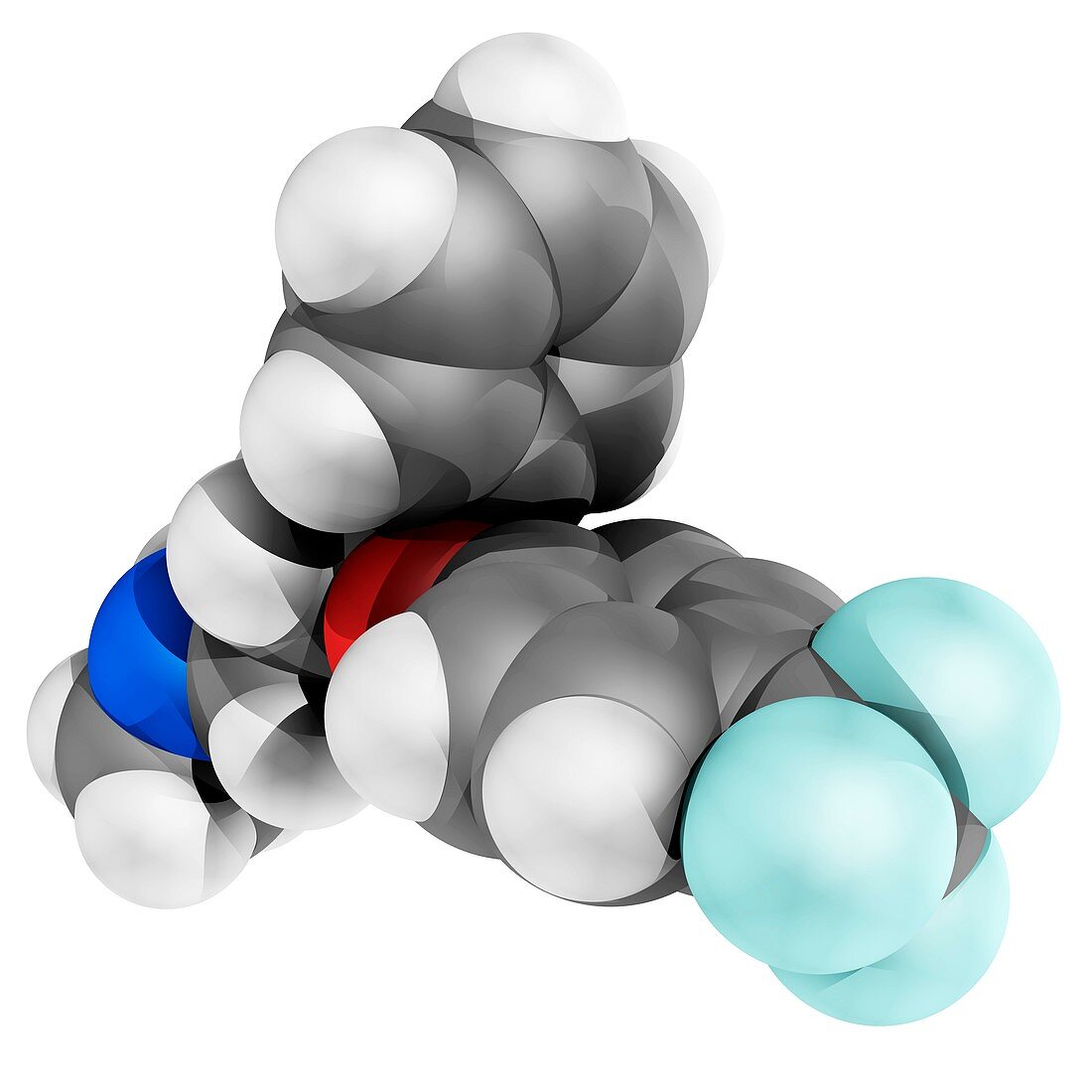 Fluoxetine antidepressant drug molecule