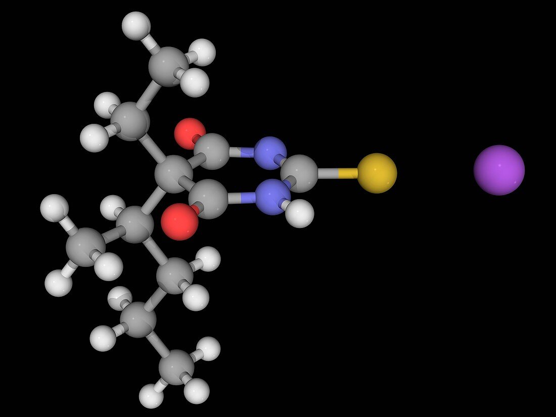 Sodium thiopental drug molecule