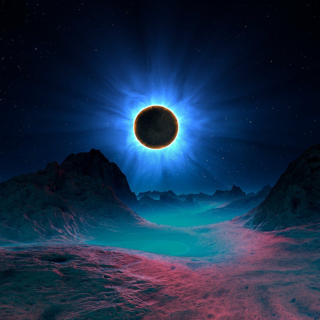 Solar eclipse in alien planetary system