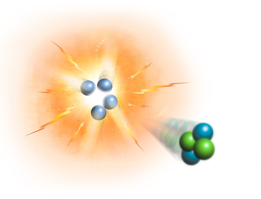 Artwork of nuclear fusion reaction