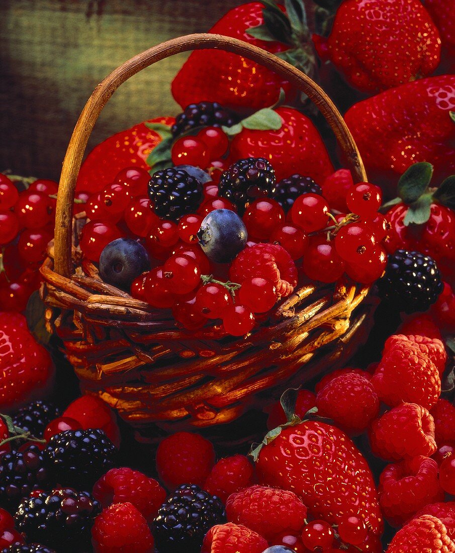 Fresh Colorful Berries and a Basket