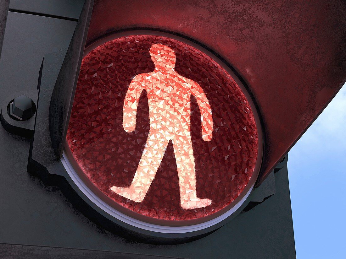 Red pedestrian light,artwork
