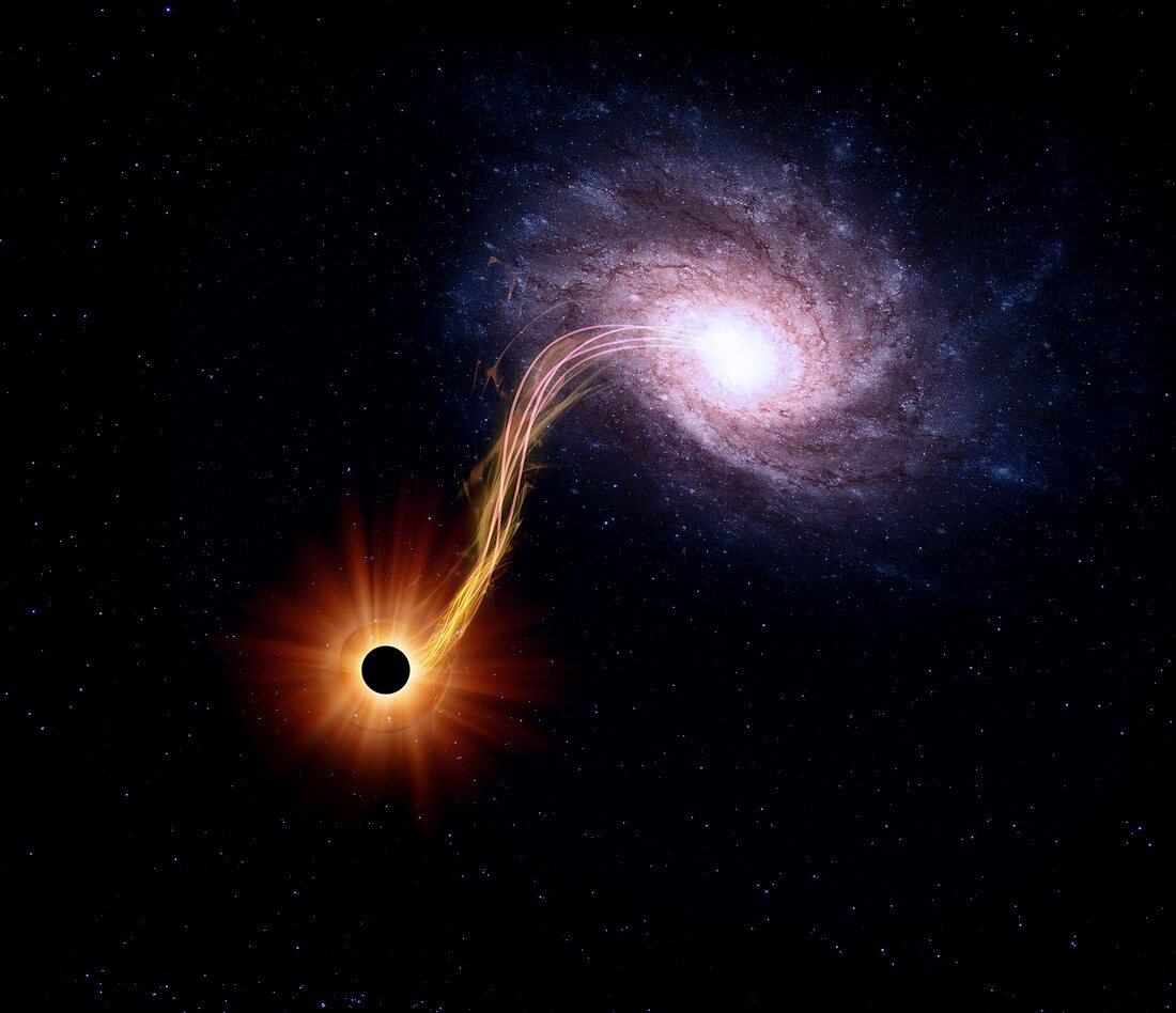 Spiral galaxy and black hole,artwork