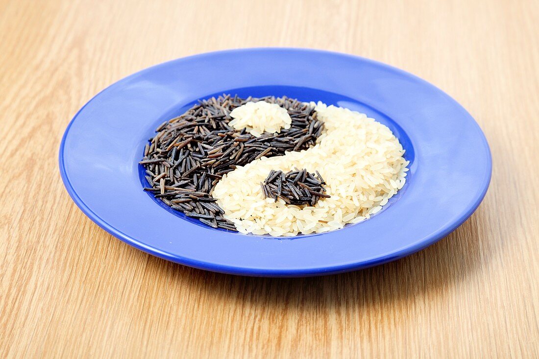 Yin and yang with rice