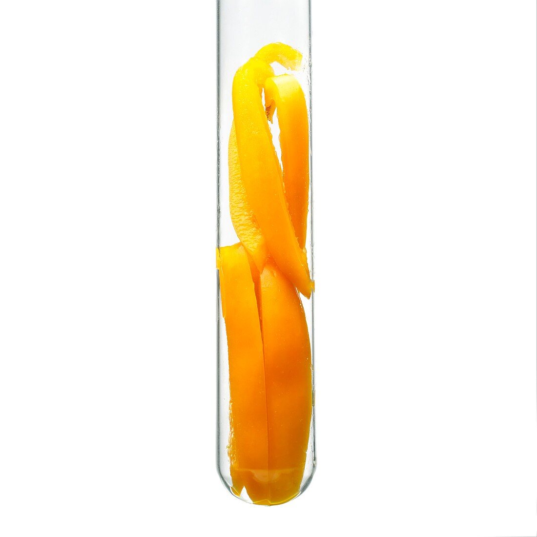 Pepper slices in a test tube