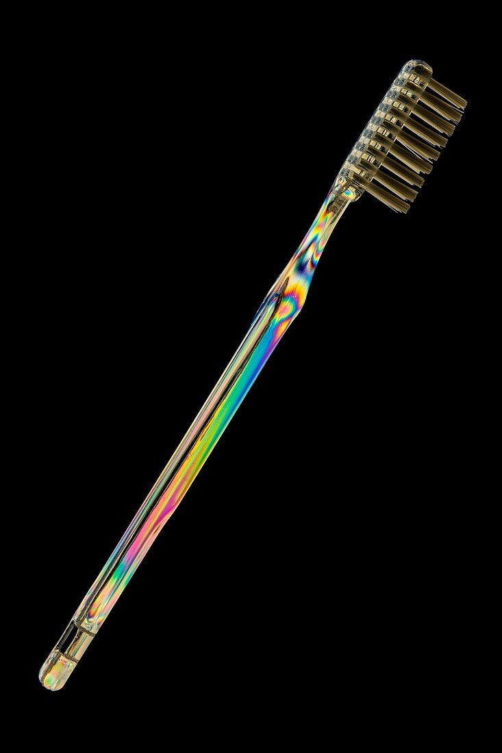 Photoelastic stress of toothbrush