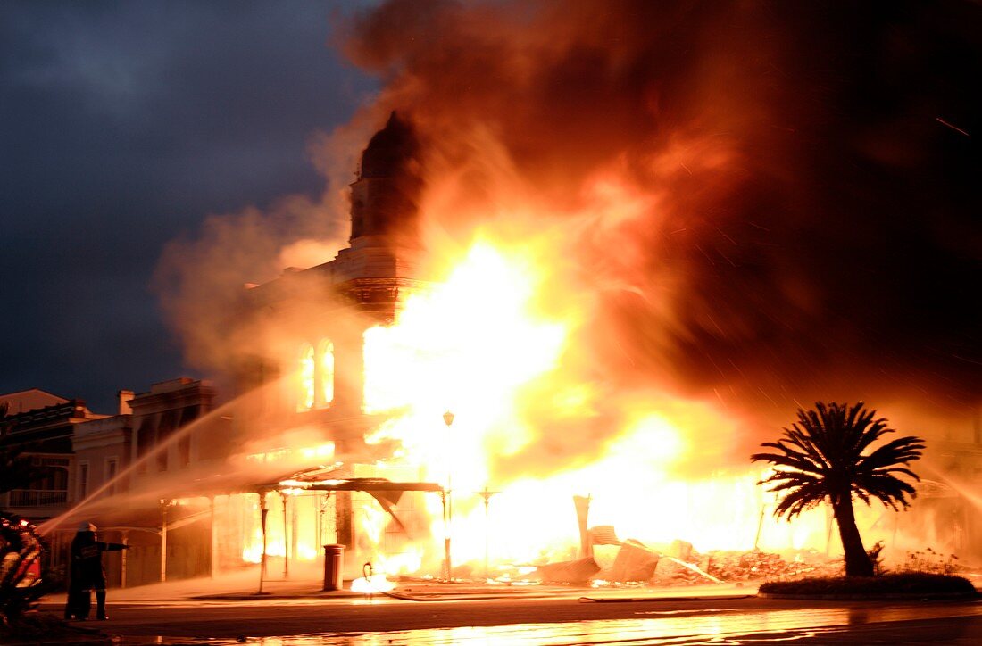 Building engulfed in flames