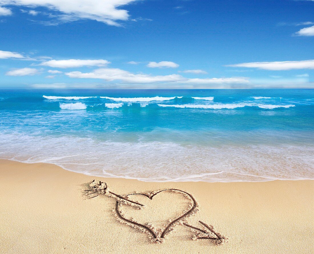 Heart in sand,artwork