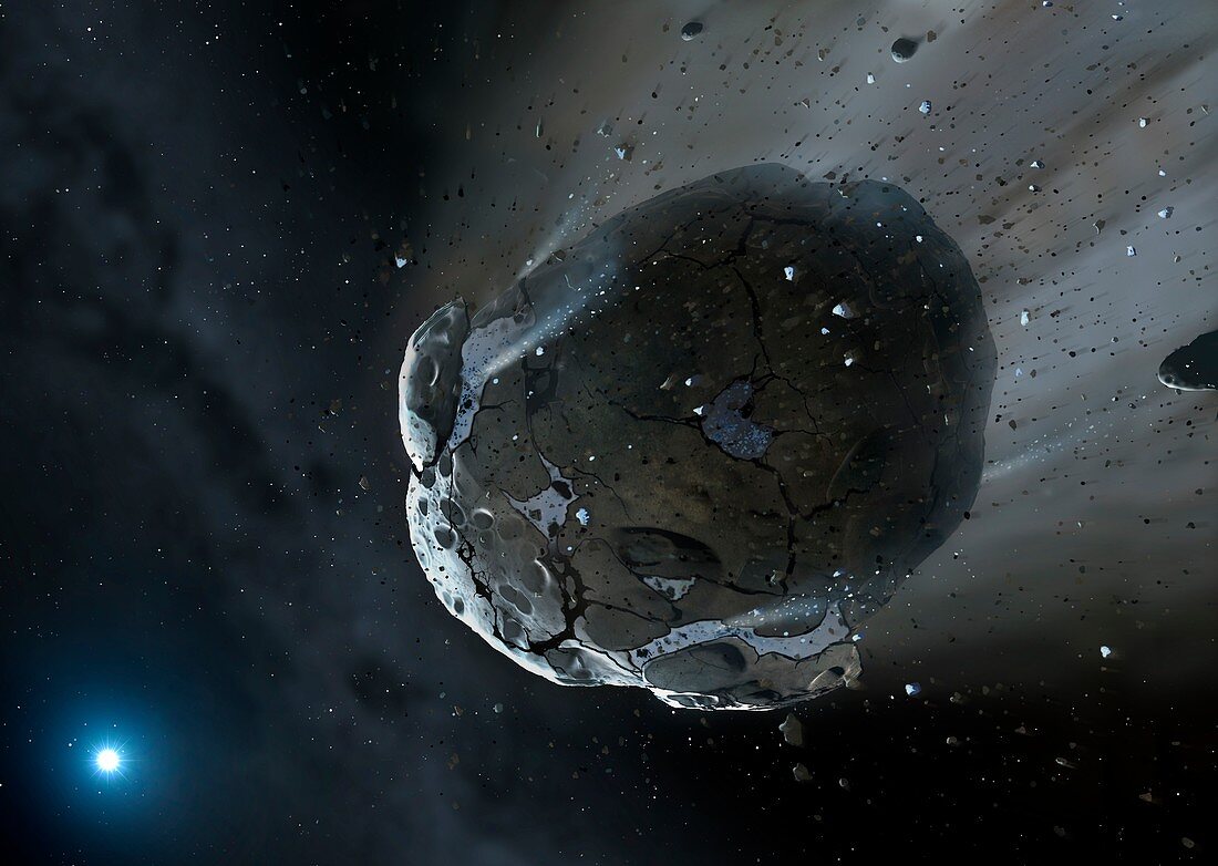 Artwork of water-rich asteroid
