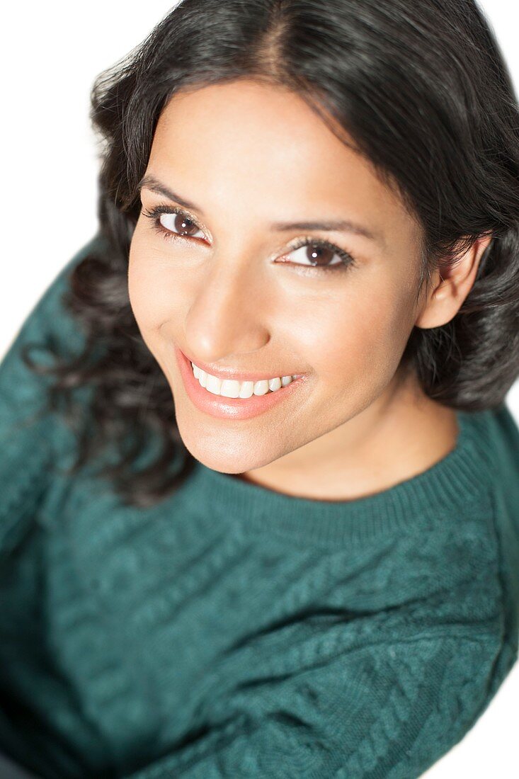 Woman wearing green jumper