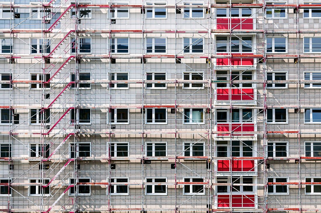 high building house in scaffolding