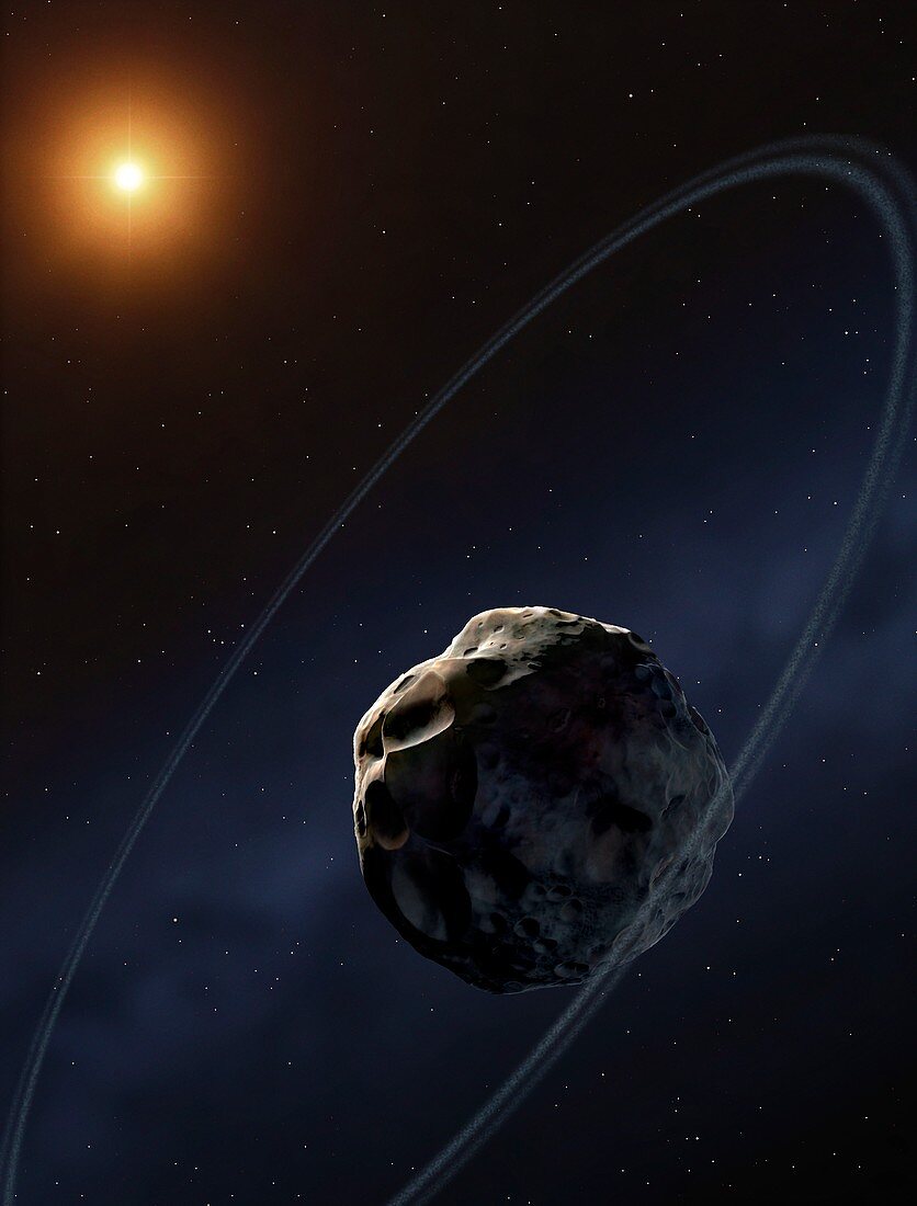 Ringed asteroid Chariklo,artwork