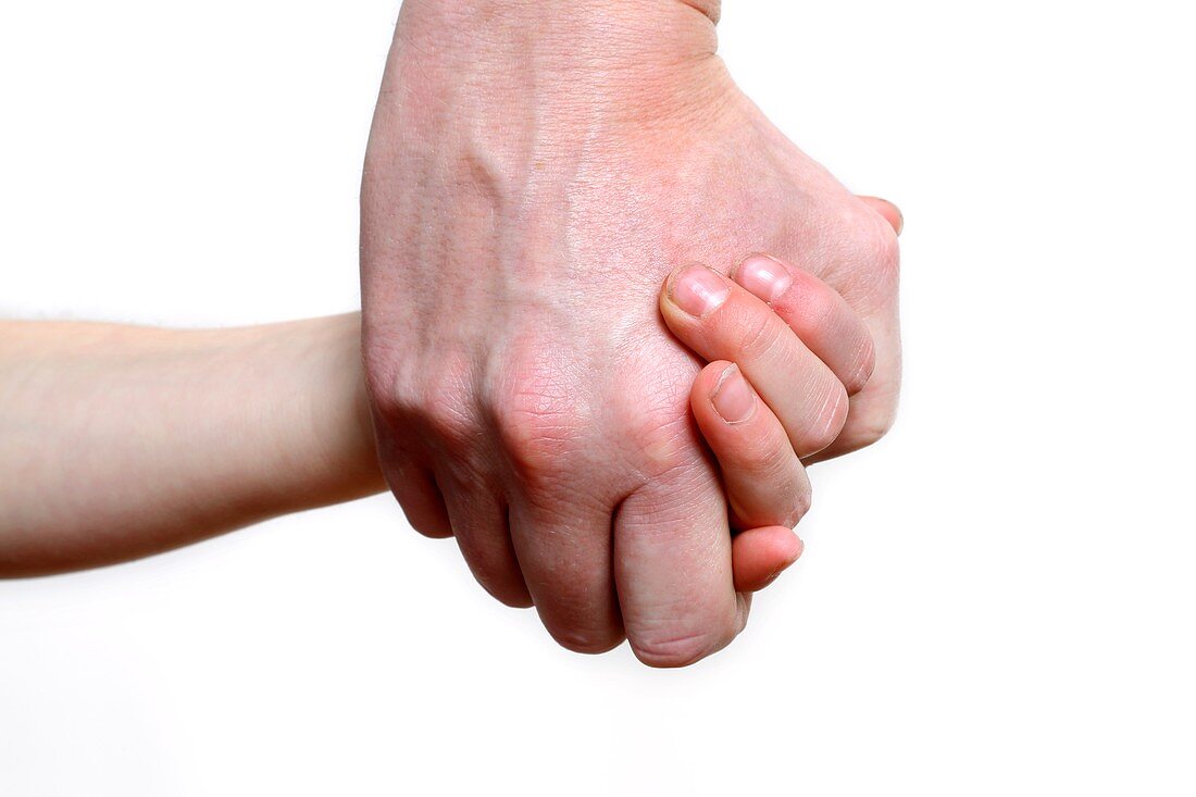 Child and adult holding hands