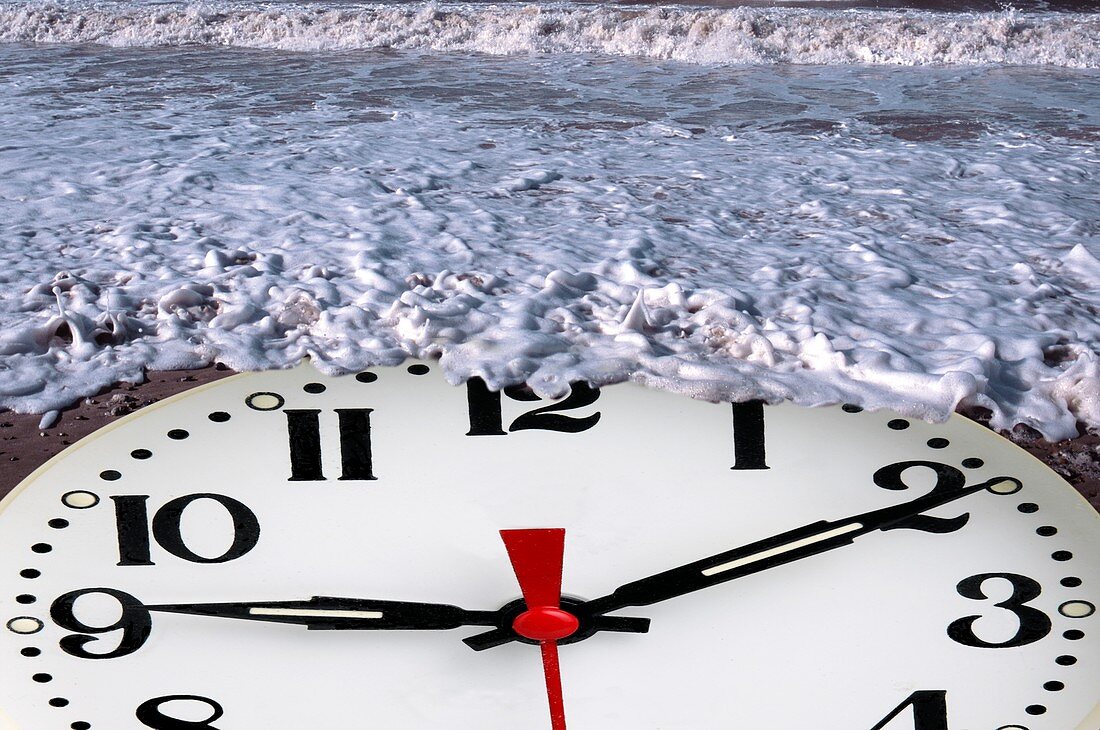 Clock in water,artwork