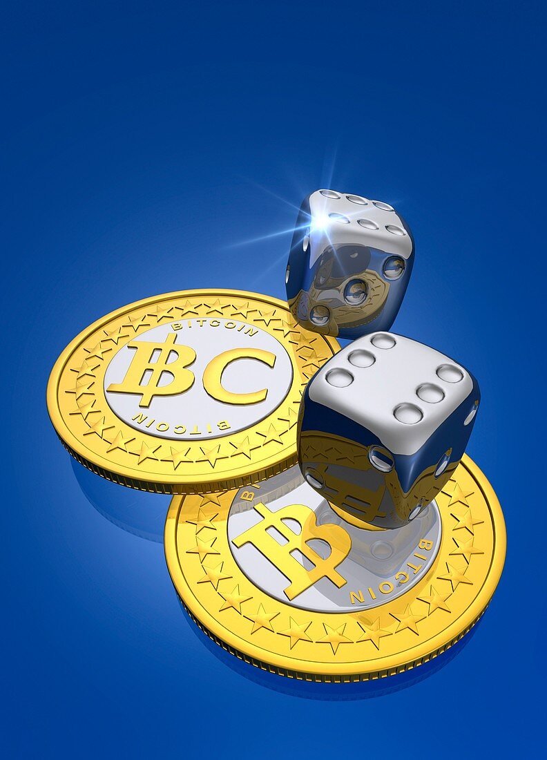 Bitcoins and dice,artwork