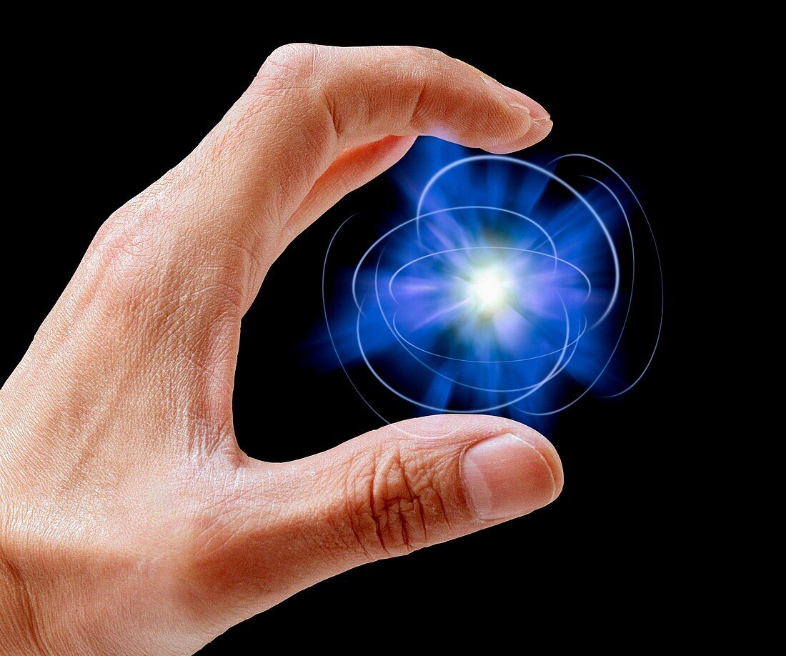 Person holding particle