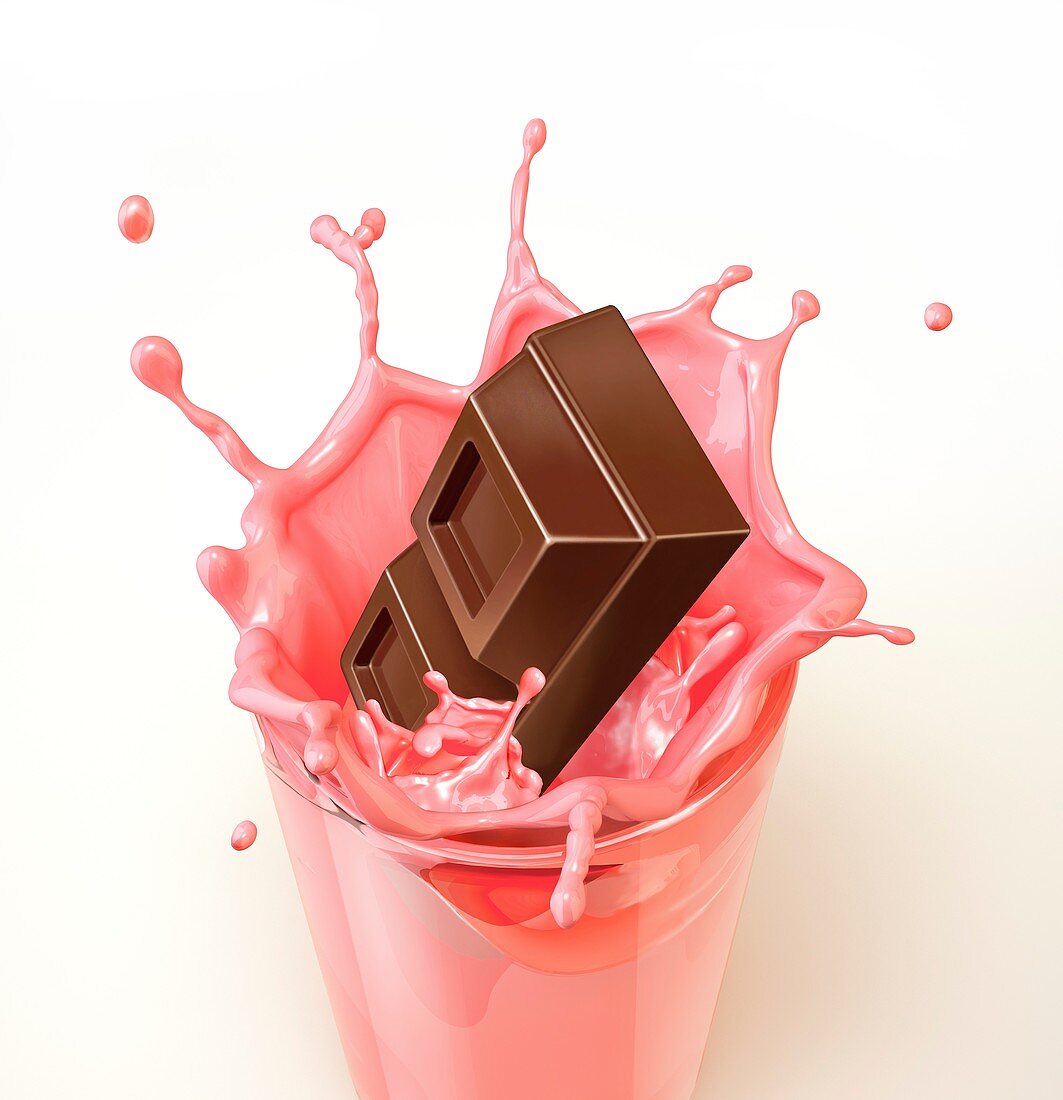 Chocolate splashing into a drink,artwork