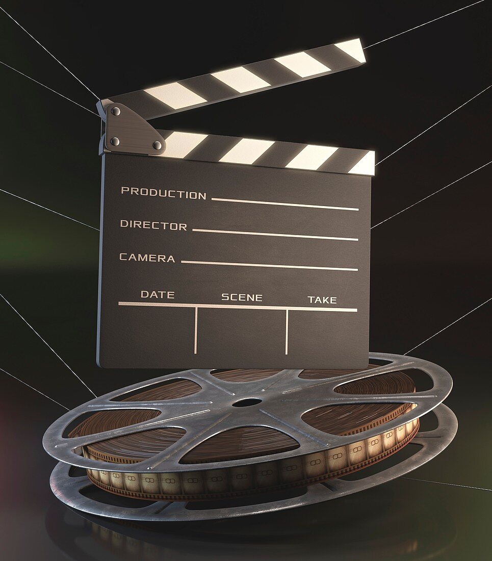 Movie reel and clapperboard,illustration