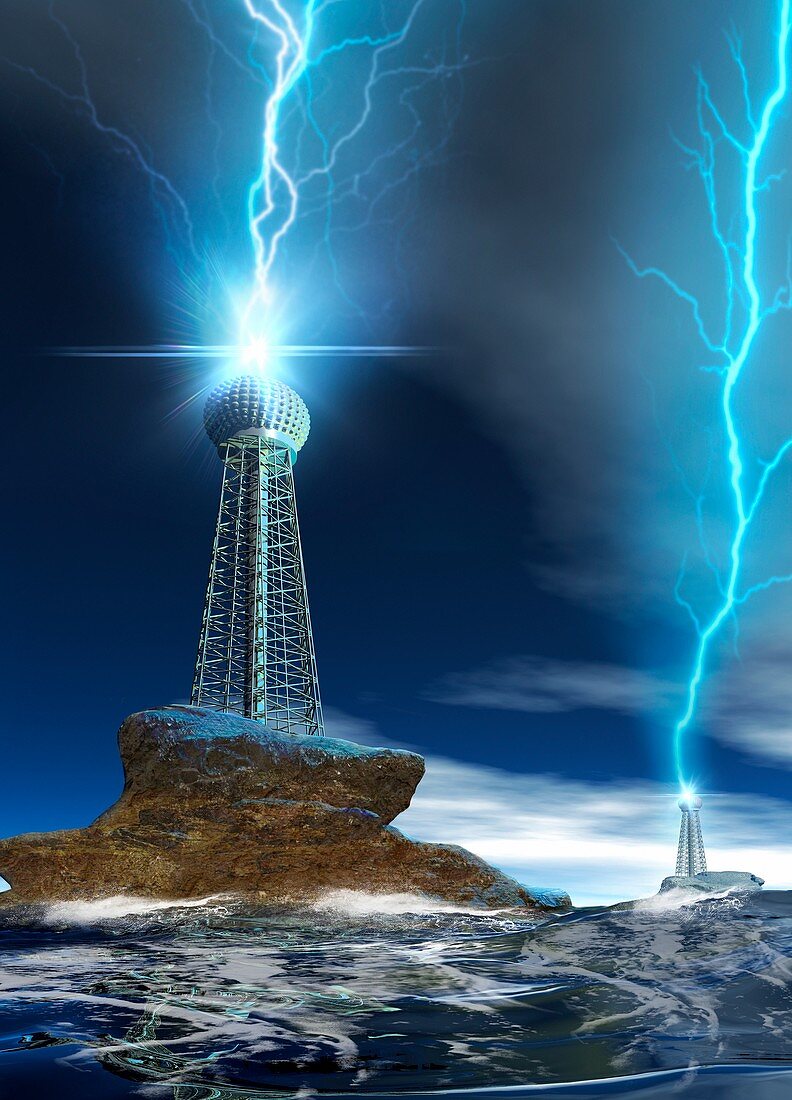 Communications tower with lightning