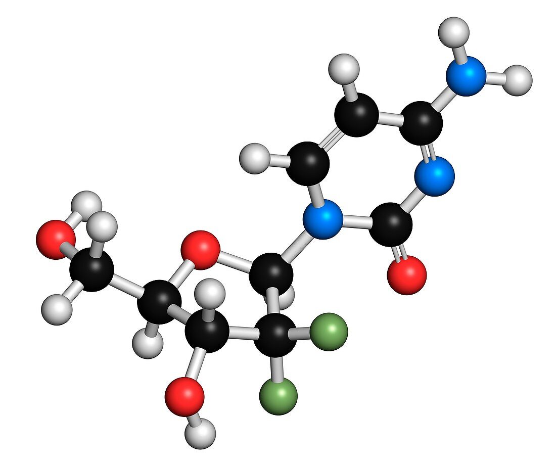 Gemcitabine cancer drug molecule