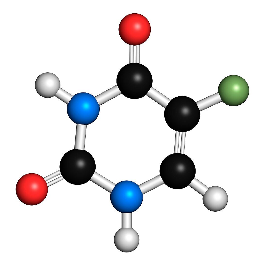 Fluorouracil cancer drug molecule