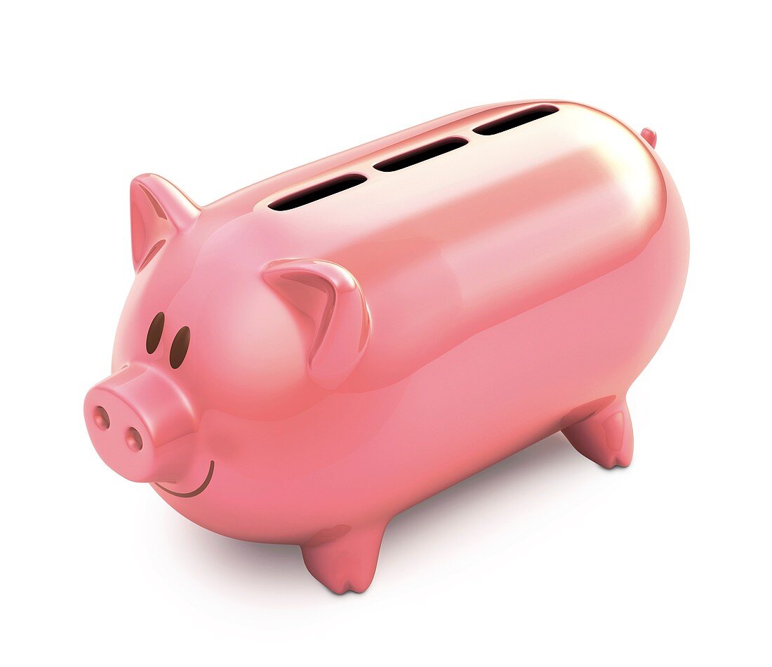 Piggy bank with three slots,illustration