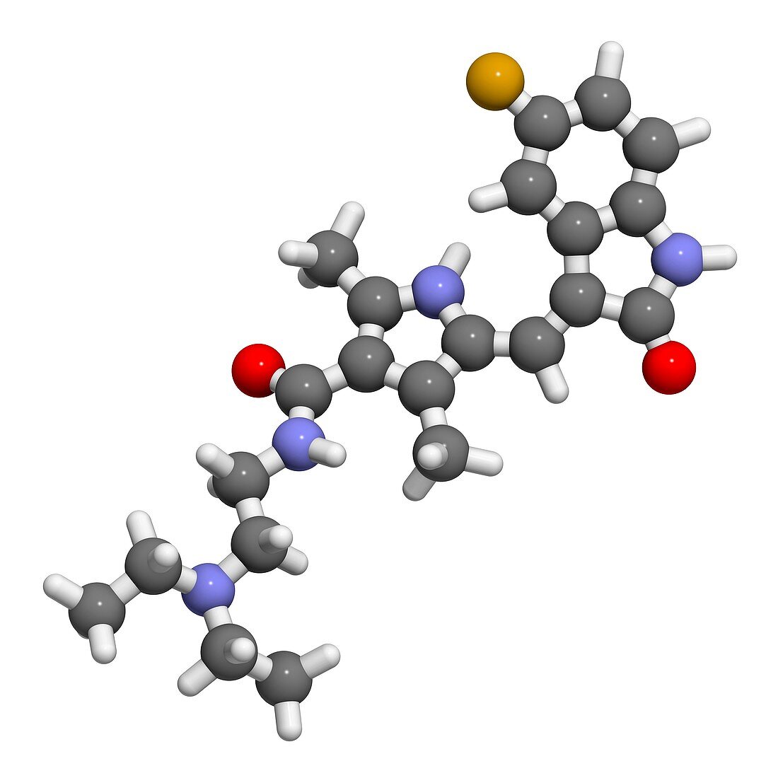 Sunitinib cancer drug molecule