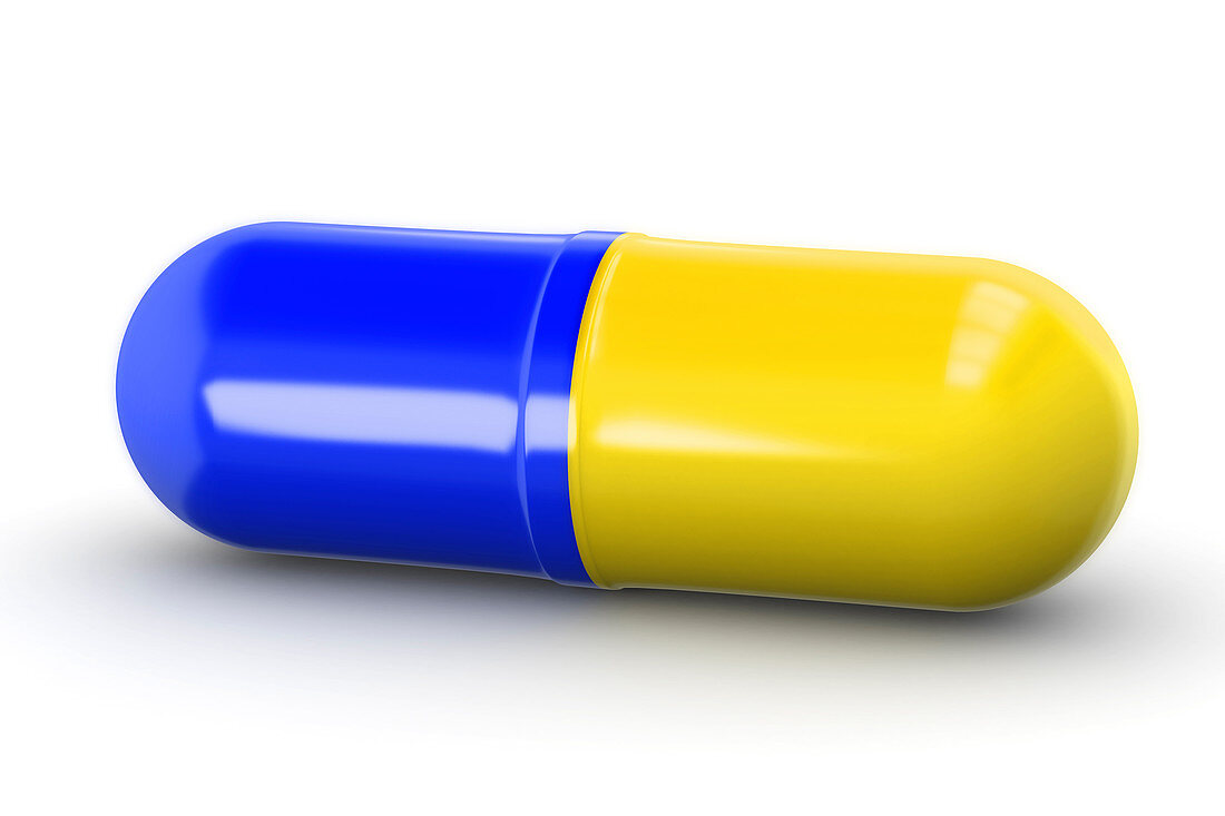 Blue and yellow capsule,illustration