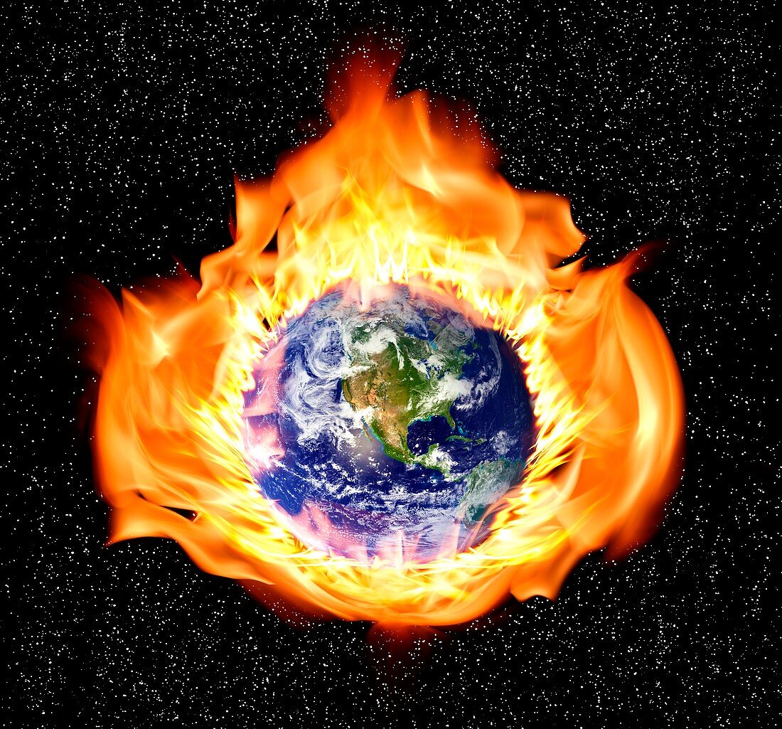 Earth in flames,illustration