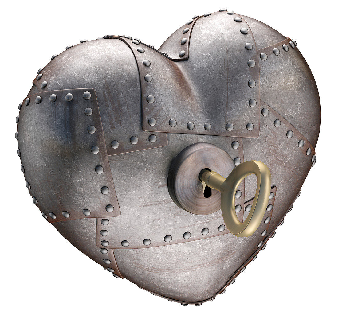 Metal heart with key,illustration