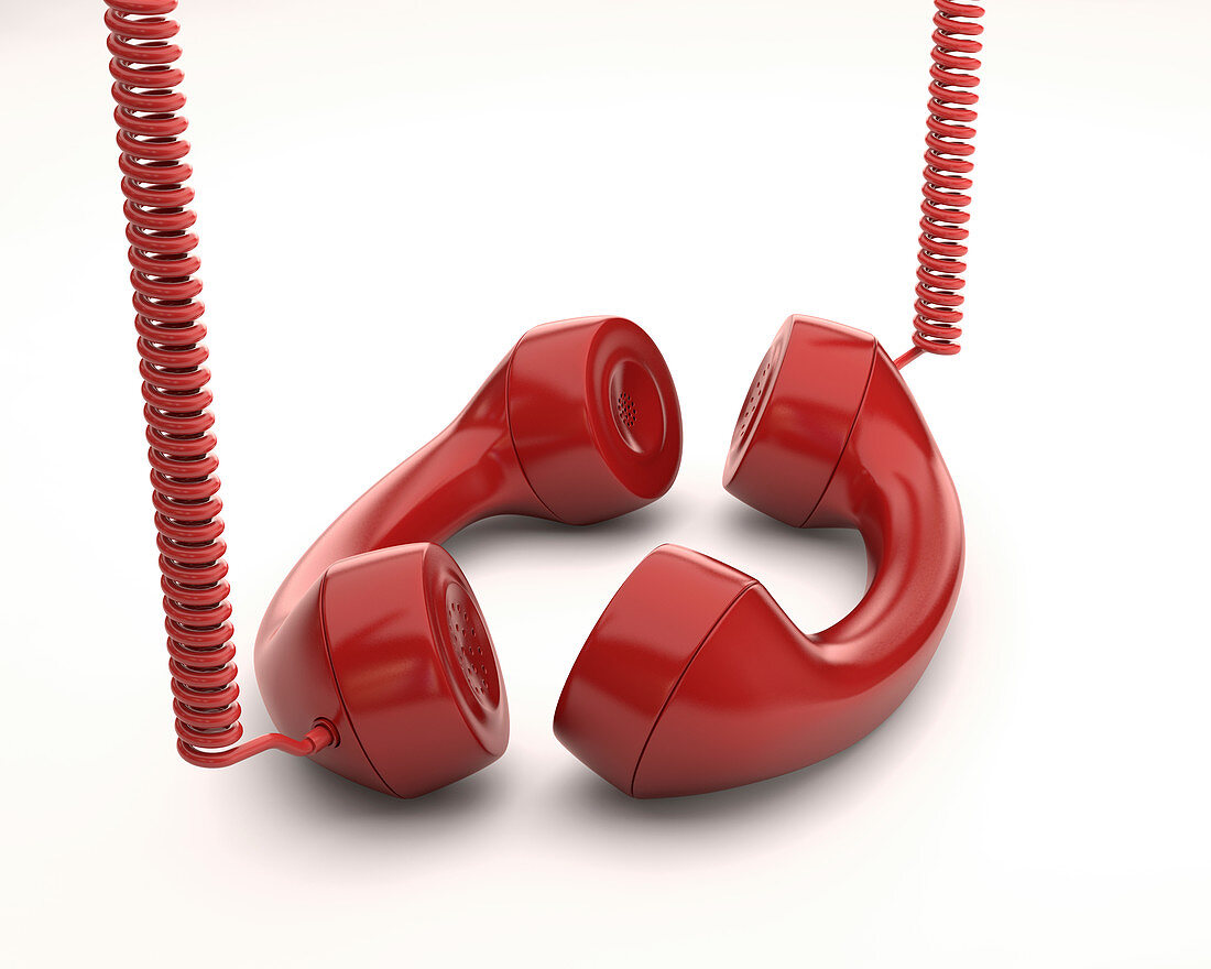 Red telephone handsets,illustration