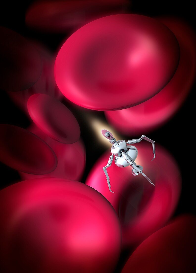 Nanobot in the bloodstream,illustration