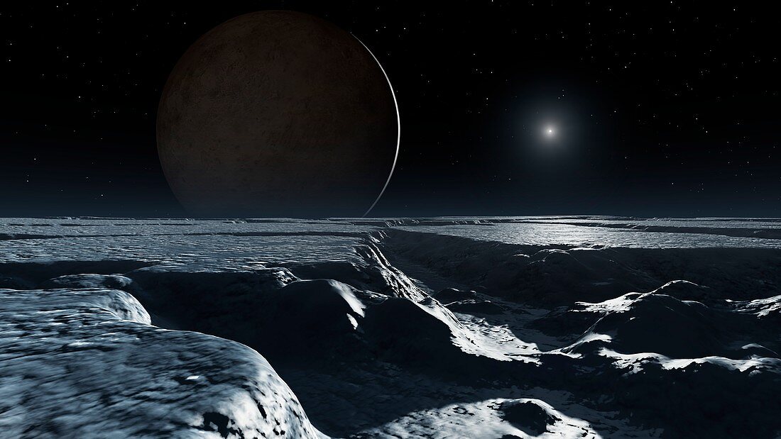 Artwork of Pluto Seen from Charon