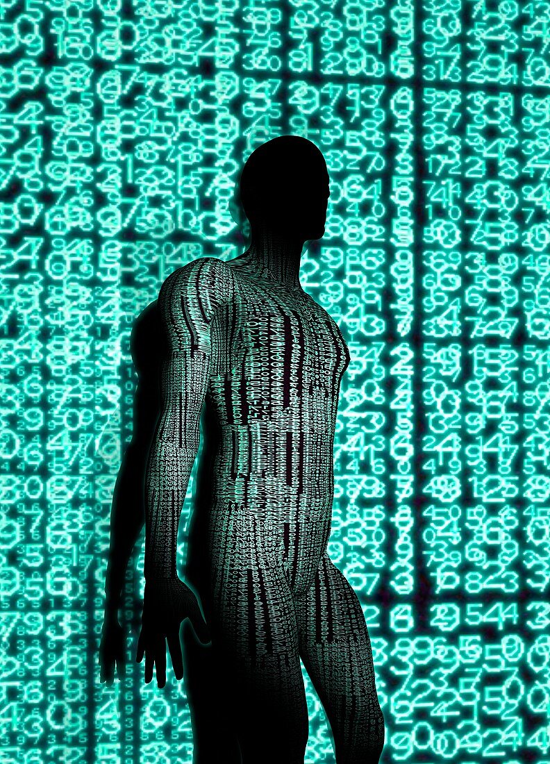 Person with binary code,illustration