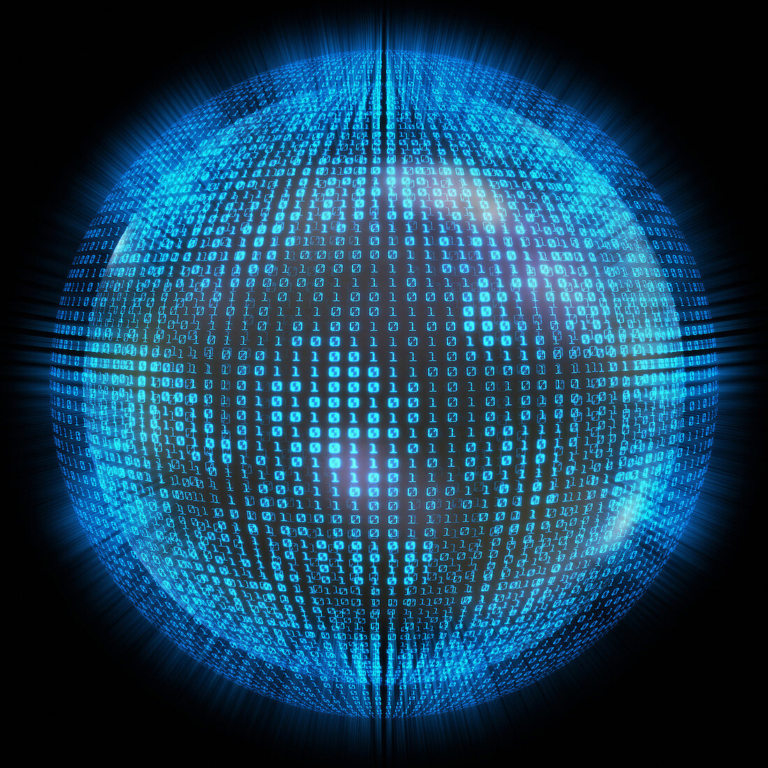 Binary code on a sphere,illustration