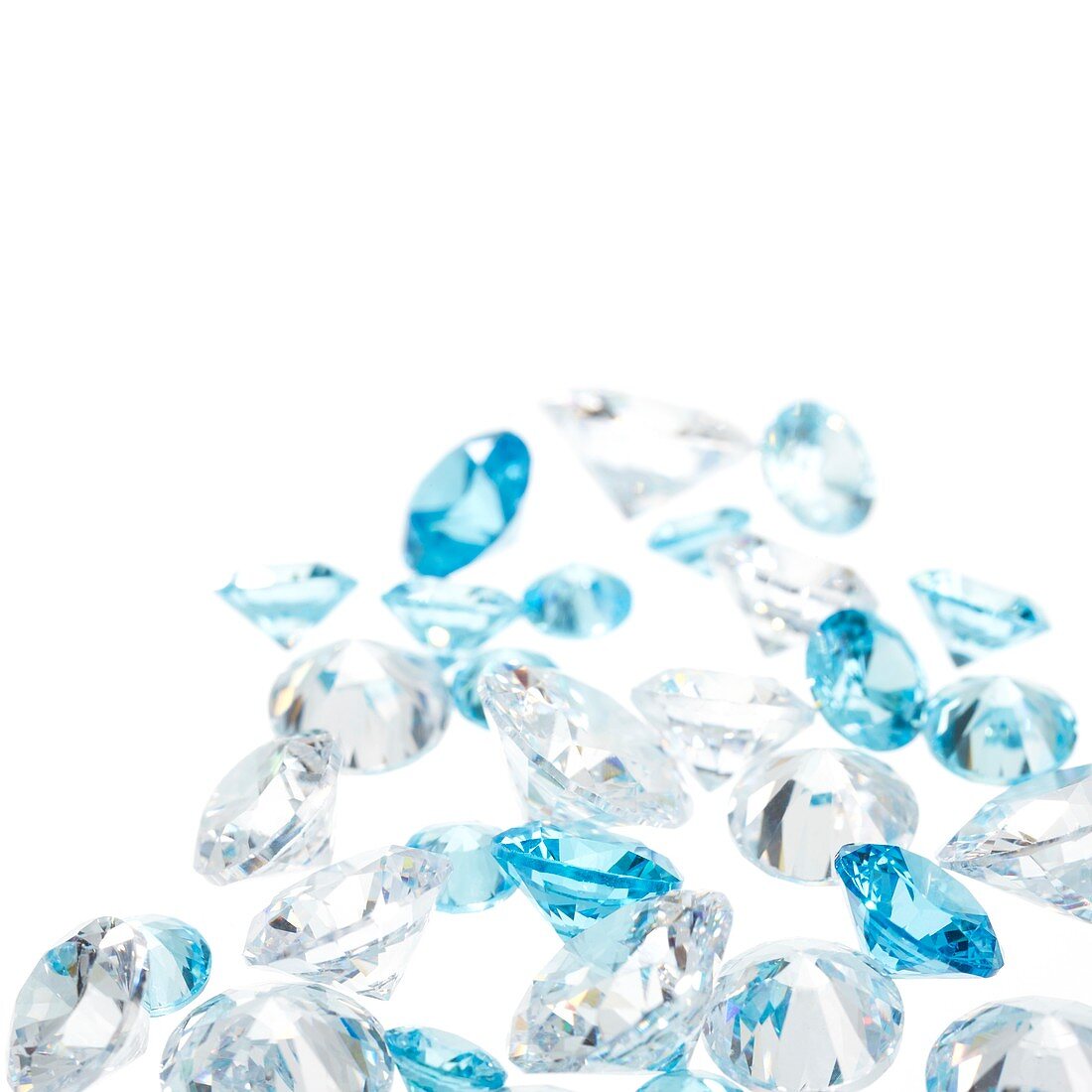 Diamonds and aquamarine gemstones