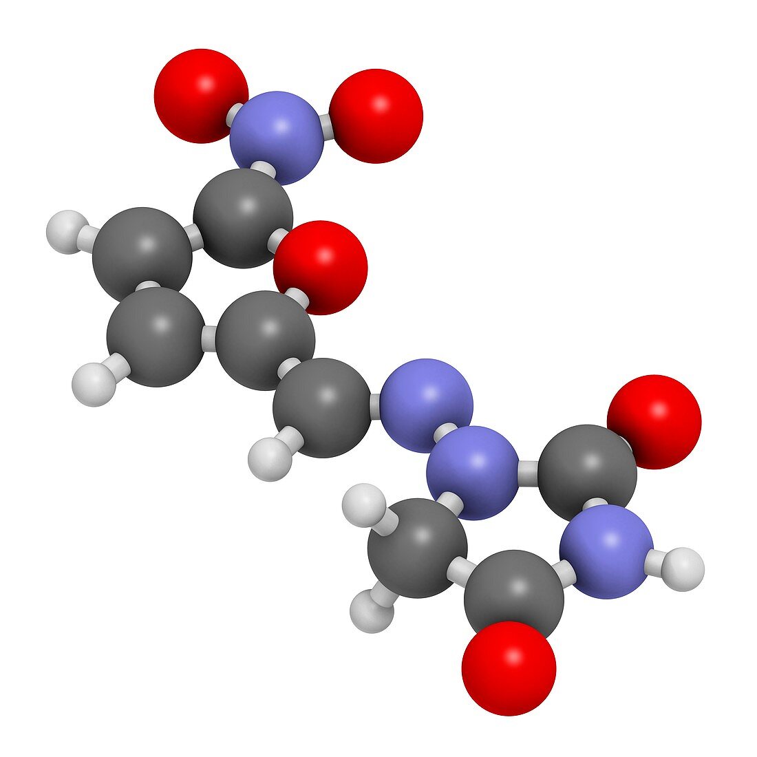 Nitrofurantoin antibiotic drug molecule