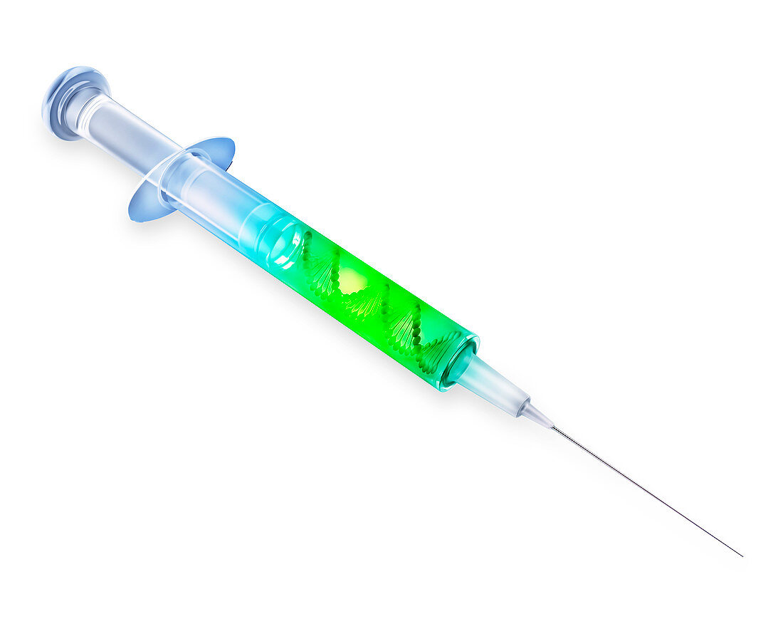 DNS strand inside a syringe,illustration