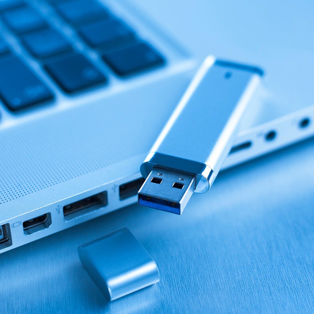 USB memory stick and laptop
