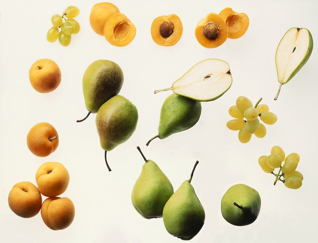 Pears, apricots and grapes